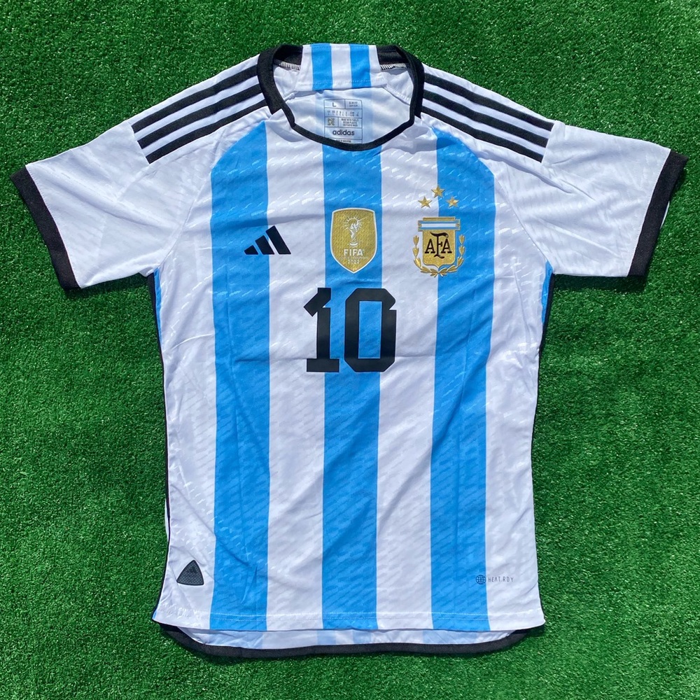 Argentina Home 2022 World Cup Champions Jersey #10 Messi